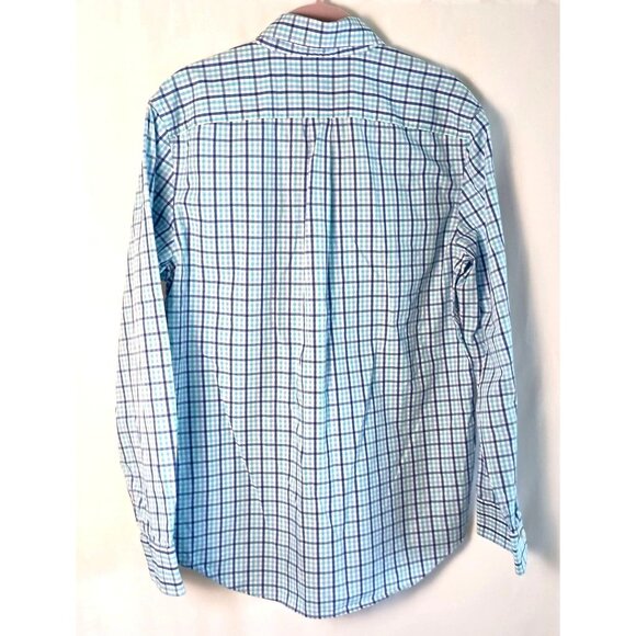 Vineyard Vines Poplin Tattersall Whale Shirt Blue Check Cotton Men’s Small S - Picture 3 of 5